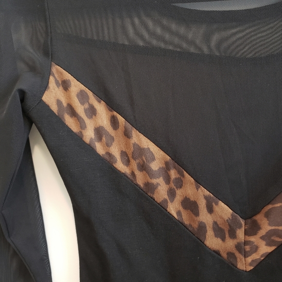 NWOT Black Animal Print Long Sleeve Mesh Dress Coquette Sheer Host Pick🩶 - Picture 4 of 7